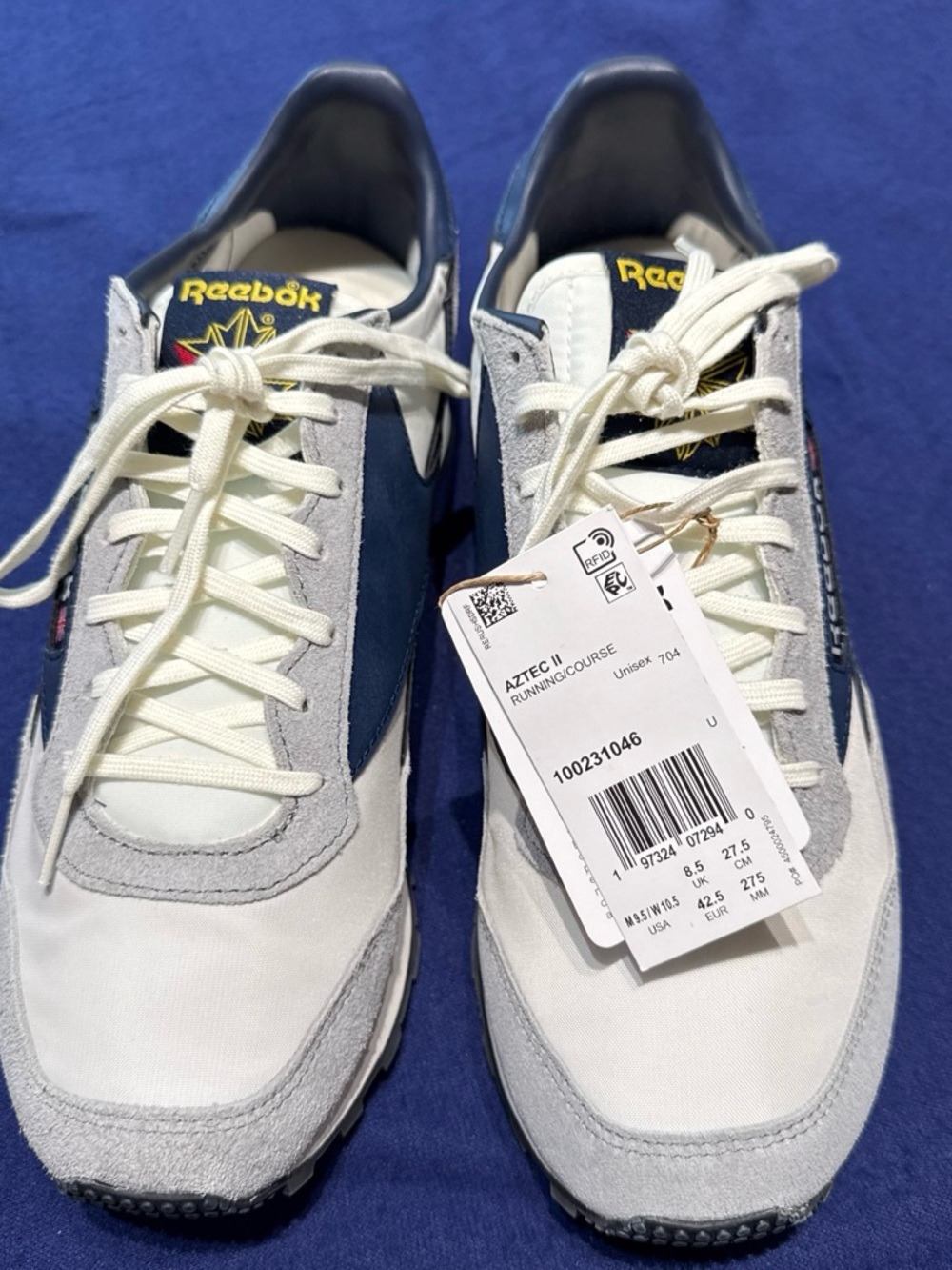 Reebok Aztec II Men's Navy, White and Gray Retro Sneakers